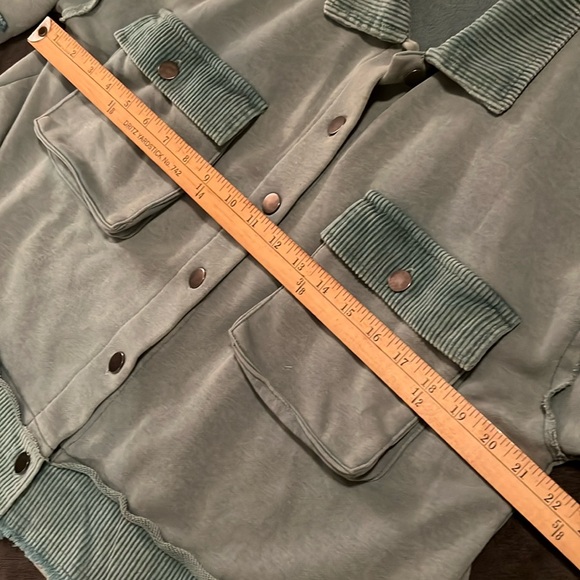 NWOT - POL Mineral Wash French Terry Jacket in Dusty Teal. - Picture 5 of 9